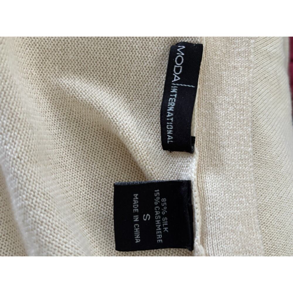 Moda International Women Silk Cashmere Cardigan Sz Small Classic Preppy Capsule - Picture 5 of 6